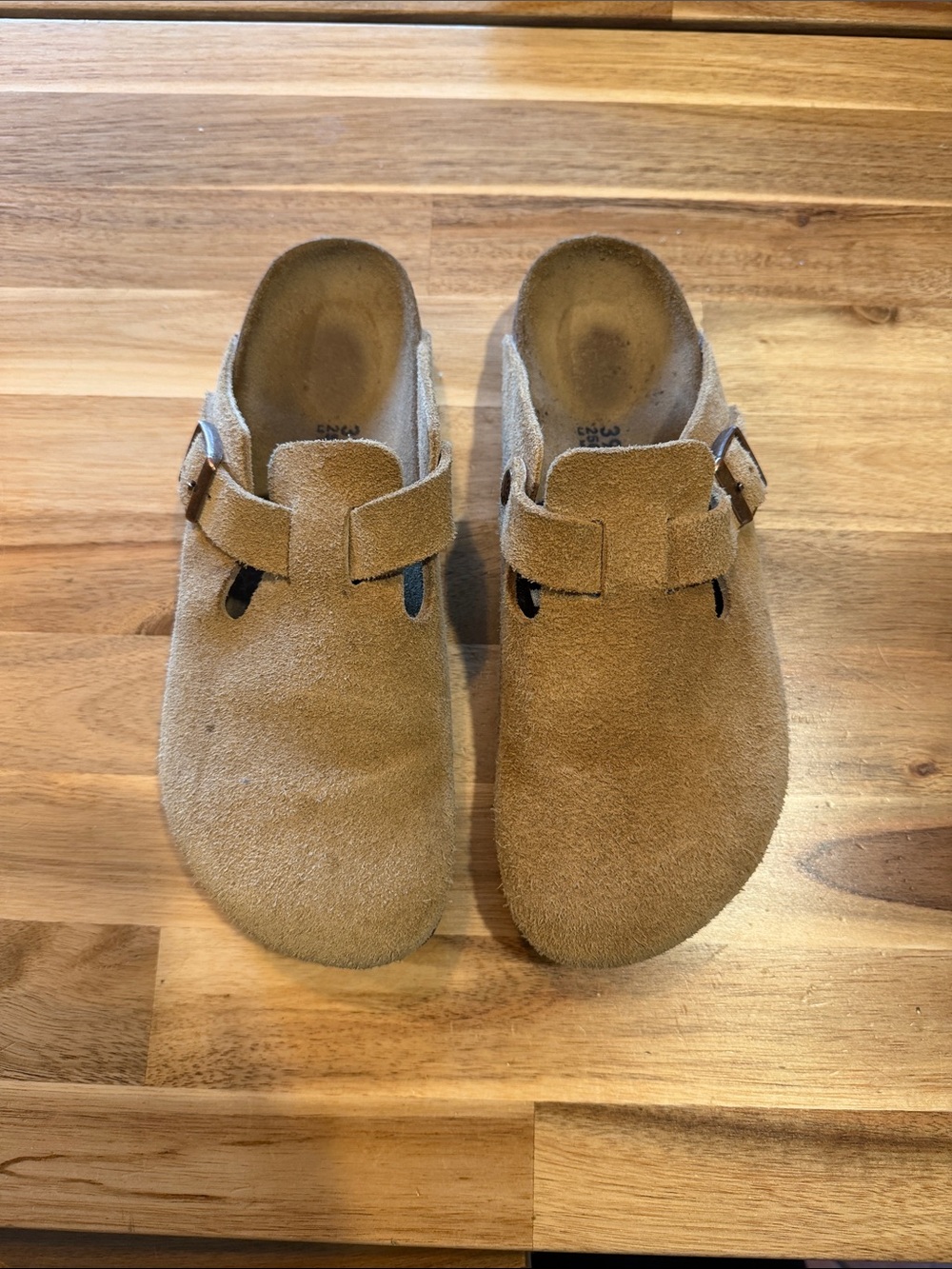 Suede Slip-On Clogs in Tan Narrow fit size 39